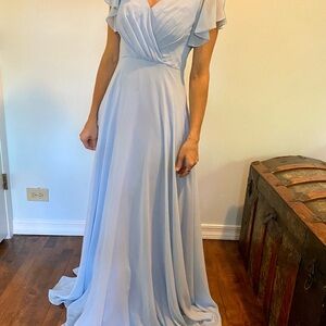 David's Bridal Light Blue Maxi Dress